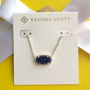 Kendra Scott Elisa Drusy Gold Necklace Blue